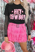 Black Hey Cowboy Letters Crew Neck T-Shirt